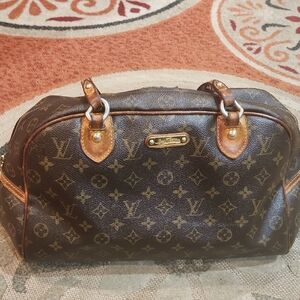 Louis Vuitton Monogram Canvas Satchel with Gold Accents